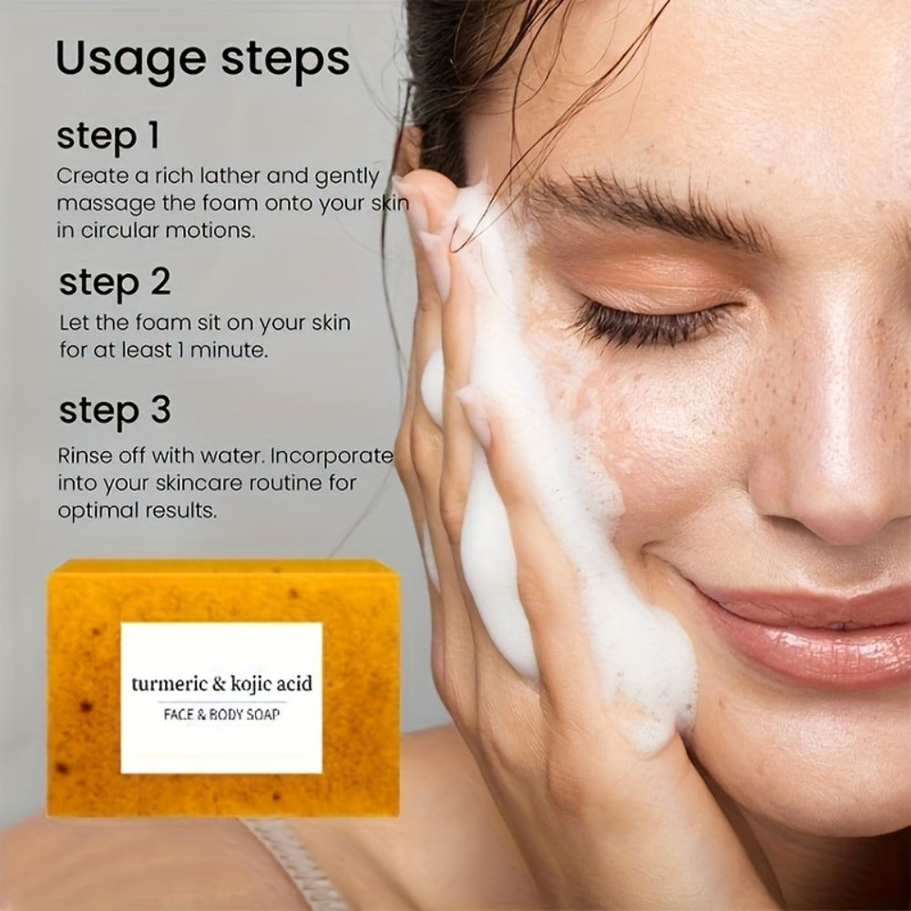 Turmeric Kojic Acid Soap Bar with Lemon Honey Natural Handmade Brightening Soap 12 Bars 100g Each with Bubble Net for Dark Spots Hyperpigmentation Glowing Skin Face Body All Skin Types