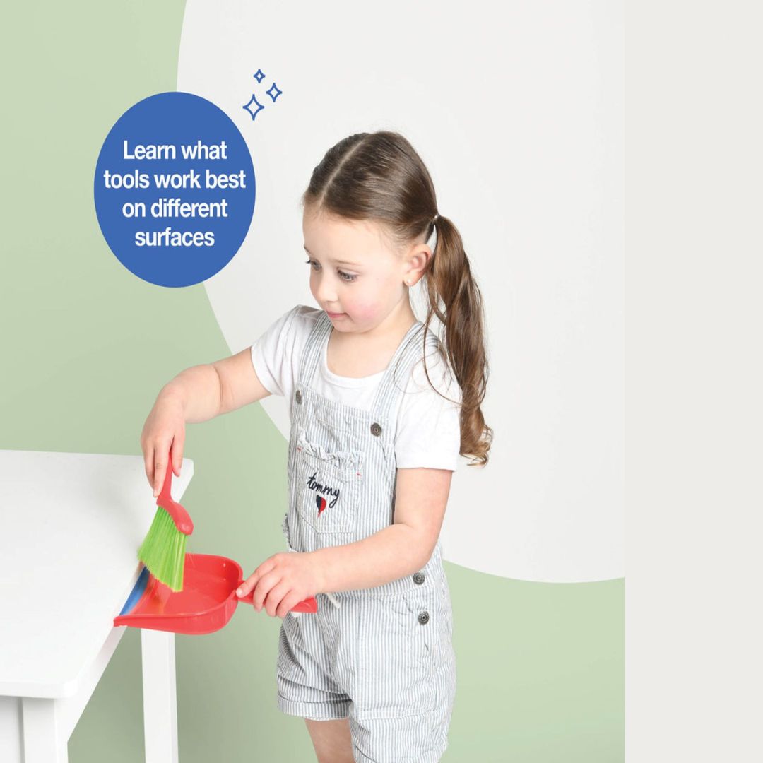 Kids Cleaning Toy Set, 4 Pieces with Broom, Mop, Brush & Dustpan