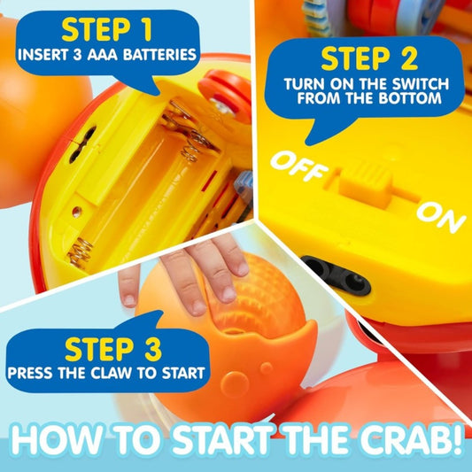 Crawling Crab Toy with Lights, Music and Obstacle-Avoiding Movement