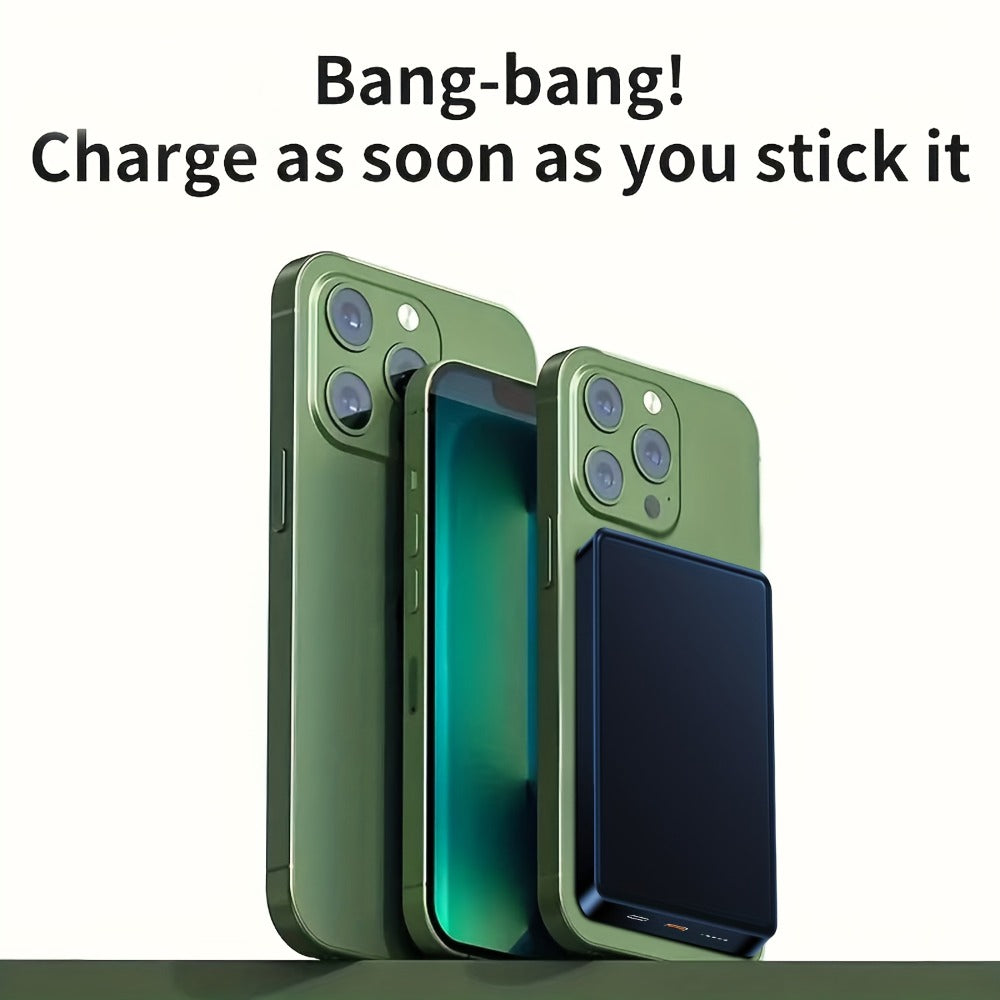 MagSafe Compatible Magnetic Power Bank 5000mAh Ultra Slim 20W Fast Charging – Portable Charger for iPhone 17 16 15 14 13 12 | Snap-On Wireless Battery Pack | Blue Purple Pink Grey Silver