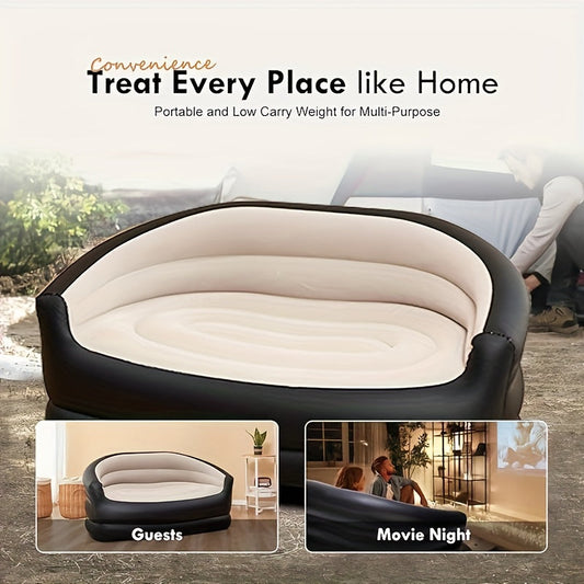 Inflatable Sofa Portable Air Cushion Bed – Lightweight Foldable Lazy Couch for Outdoor Camping, Hiking, Beach, Backyard & Indoor Home Use, Quick Inflate Lounger Chair, Single Person Air Sofa