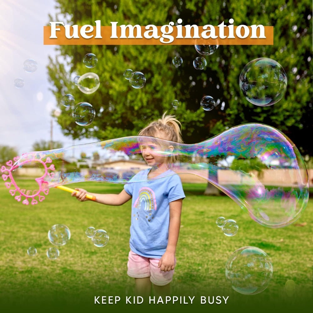 Giant Bubble Wands Set 18 Pieces – 3 Sizes with Tray & Concentrated Solution, Assorted Shapes Bulk Bubble Maker for Kids Outdoor Summer Play, Easter Party Favor Birthday Gift Wedding Activity