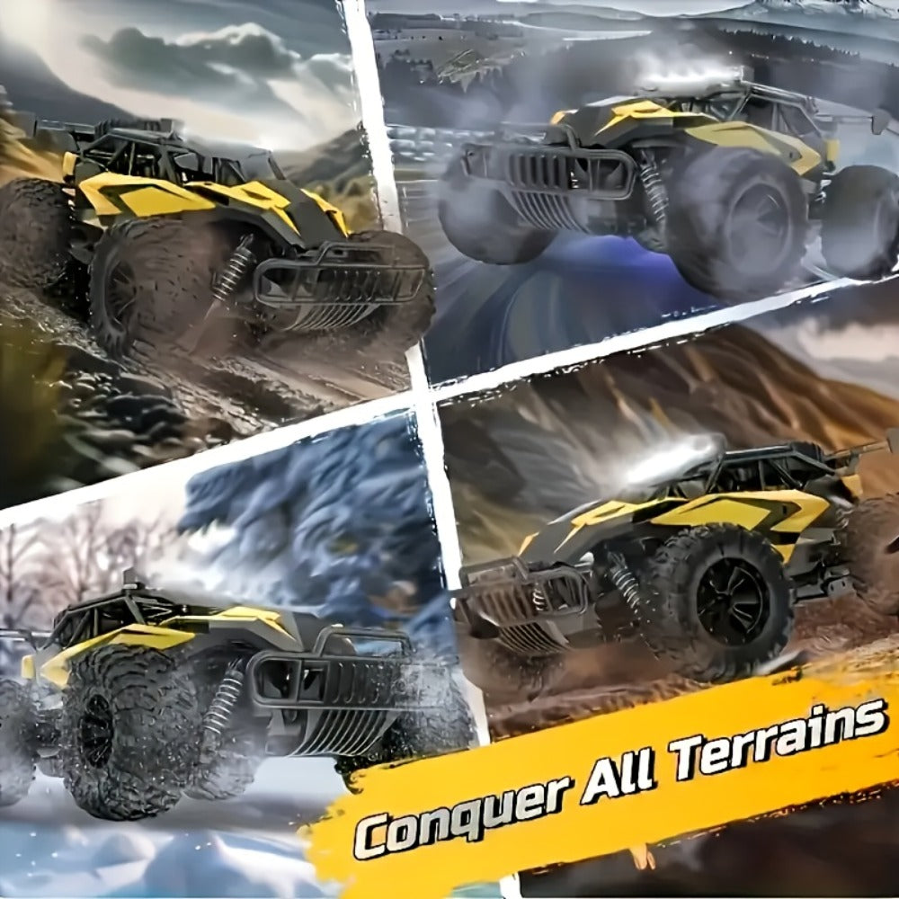 High-Speed RC Buggy 40km/h Alloy Body – 2.4G Remote Control Off-Road Vehicle for Boys Ages 6+, Super Powerful All-Terrain Outdoor Racing Truck, Birthday Halloween Christmas Gift Red Yellow