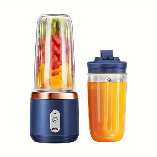 Portable Blender with 6 Stainless Steel Blades and USB Charging, Blue and Pink Options
