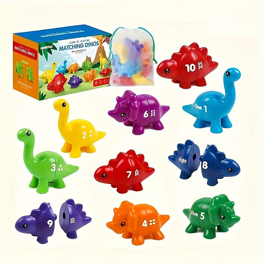 Dinosaur Number Matching Toy, 10 Pairs for Toddlers Ages 1–3