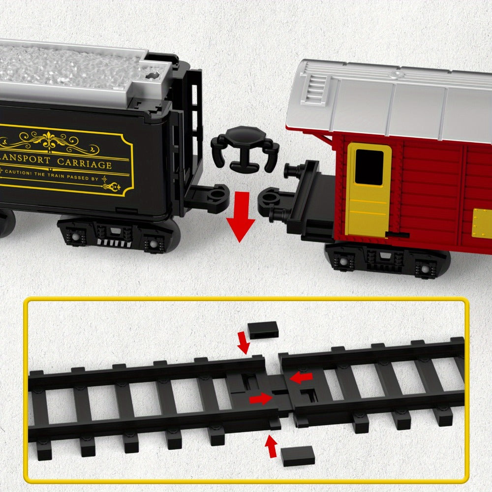 Electric Train Set for Kids – Steam Locomotive with Lights & Sound, 16 Tracks & 8 Scenic Cards