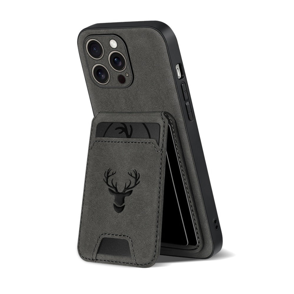 Wallet Phone Case for iPhone 16 Pro Max 16 Pro 16 Plus 16 15 14 13 12 11 Series Luxury PU Leather Flip Cover Card Holder Kickstand Magnetic Closure Moose Design – Men Women Gift