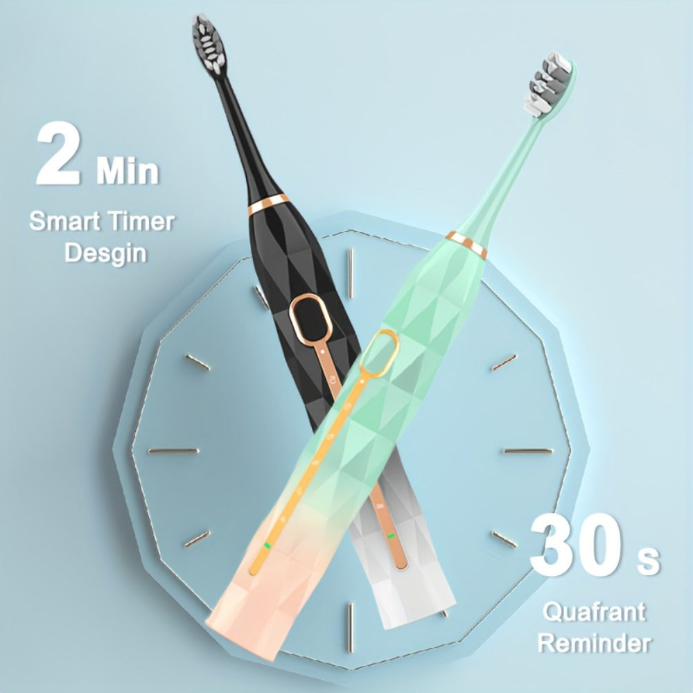 IPX8 Sonic Electric Toothbrush with 8 Replacement Brush Heads — Metal Shaft, USB Rechargeable 500mAh, Travel Case & Holder, Deep Plaque Removal for Adults Men & Women, 5 Colors