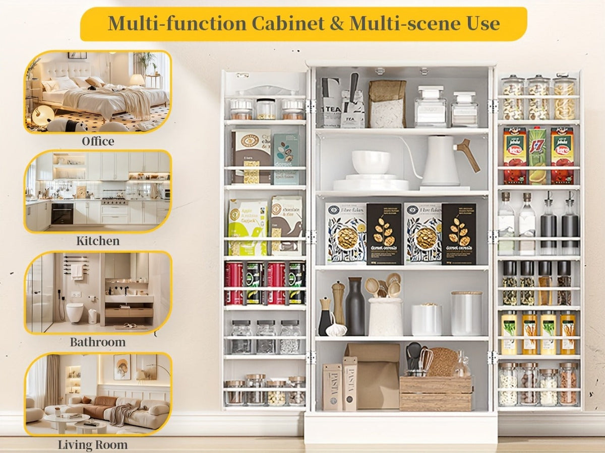 47-Inch Freestanding Pantry Cabinet with Adjustable Shelves for Organized Everyday Storage detail image - detail view 16