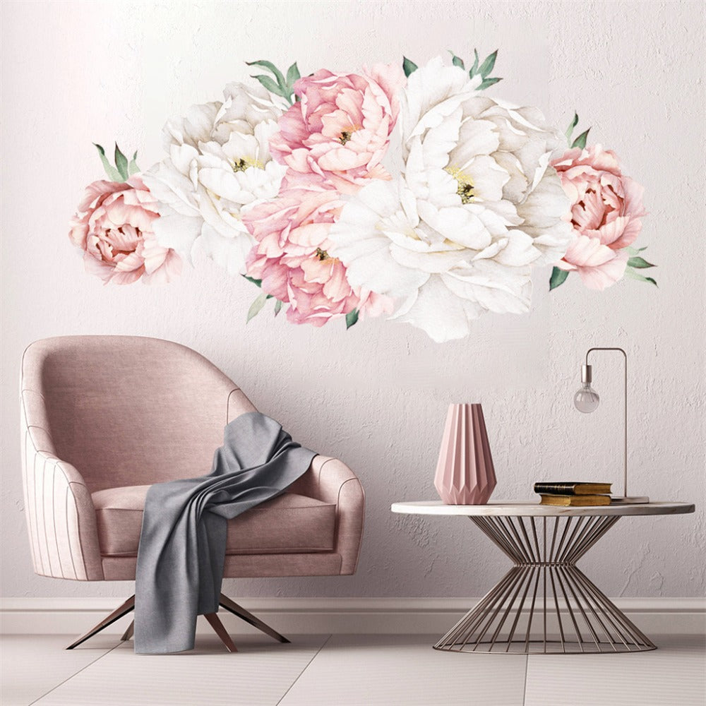 Peony Flower Window Glass Sticker – Anti-Collision Waterproof Decorative Glass Film, European Floral Wall & Window Decal for Home Decor, 17.7 x 47.2 Inches (2 Styles)