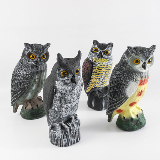 Plastic Owl Decoy for Garden Bird Deterrence and Yard Decor, 11-Inch Style Options