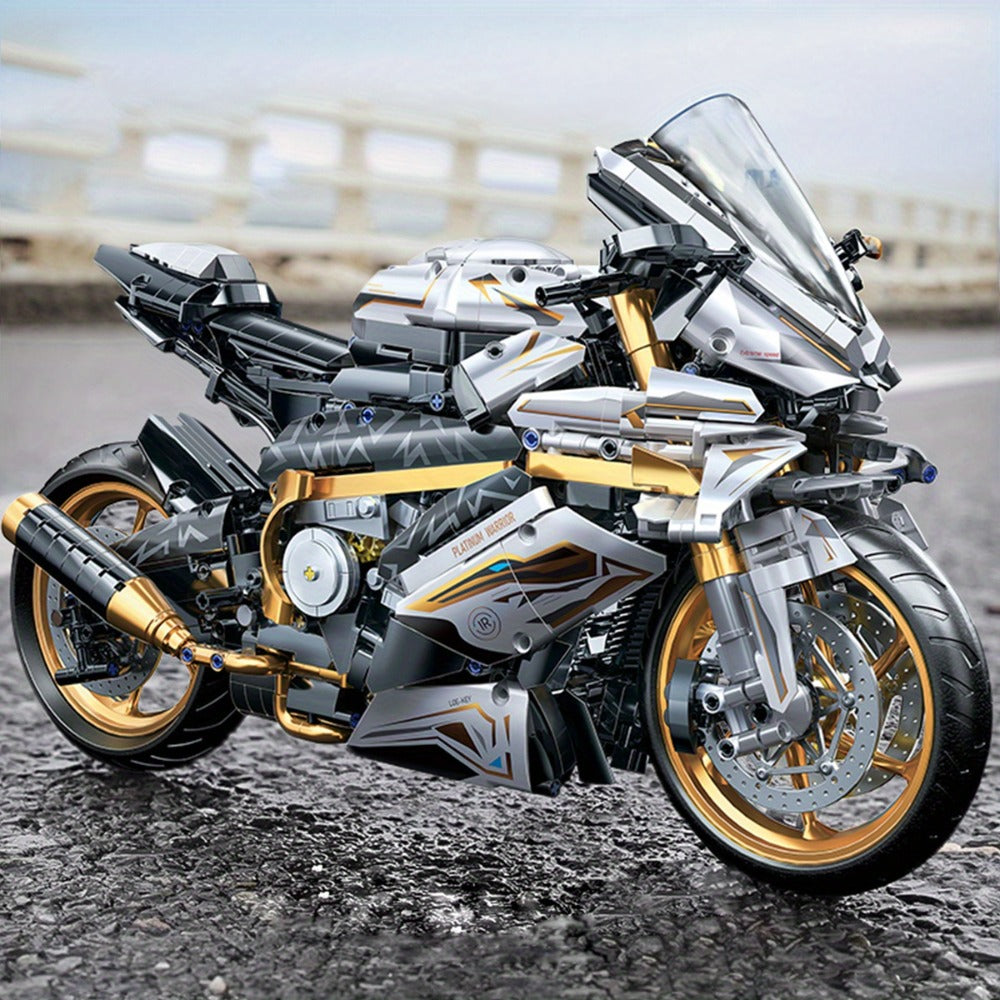Motorcycle Building Block Model, 1:5 Scale, 2,000+ Pieces
