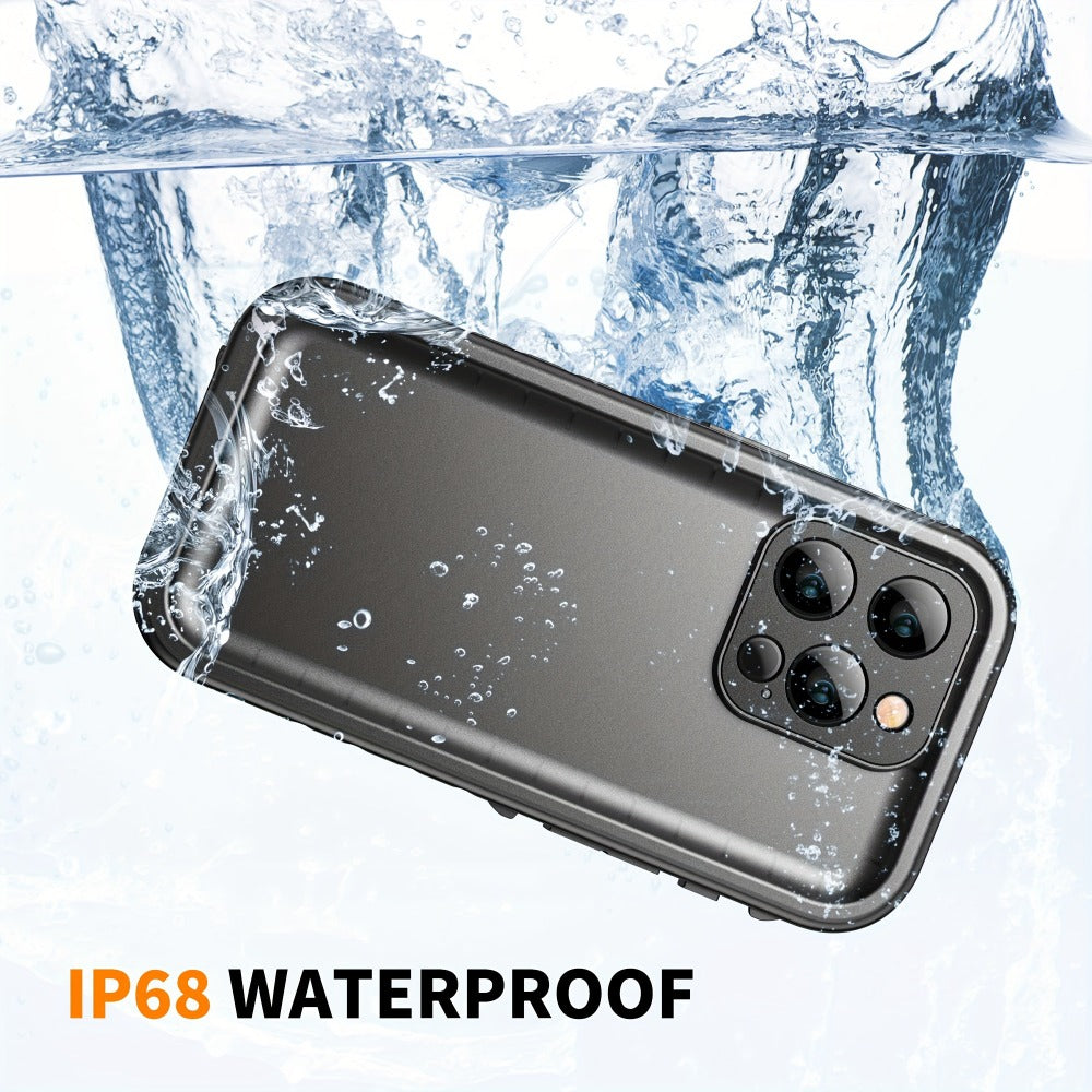 Waterproof iPhone Case with Built-In Screen Protector Transparent Matte Full Body PC+TPU Shockproof Dustproof Underwater Cover for iPhone 15 14 13 12 11 Pro Max Plus Mini SE – Black Blue Pink