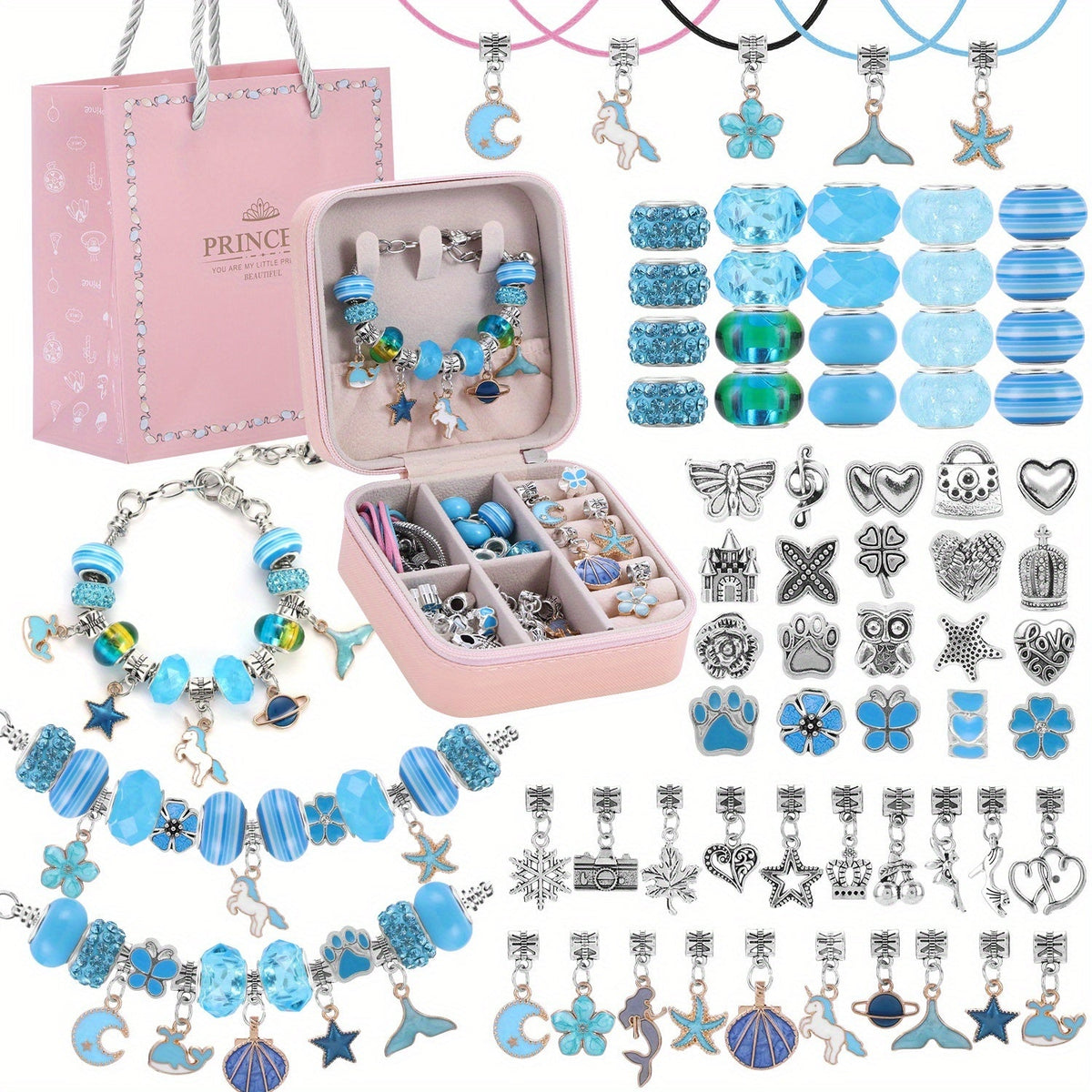 DIY Beaded Bracelet Making Kit, 7 Styles, Unicorn & Mermaid