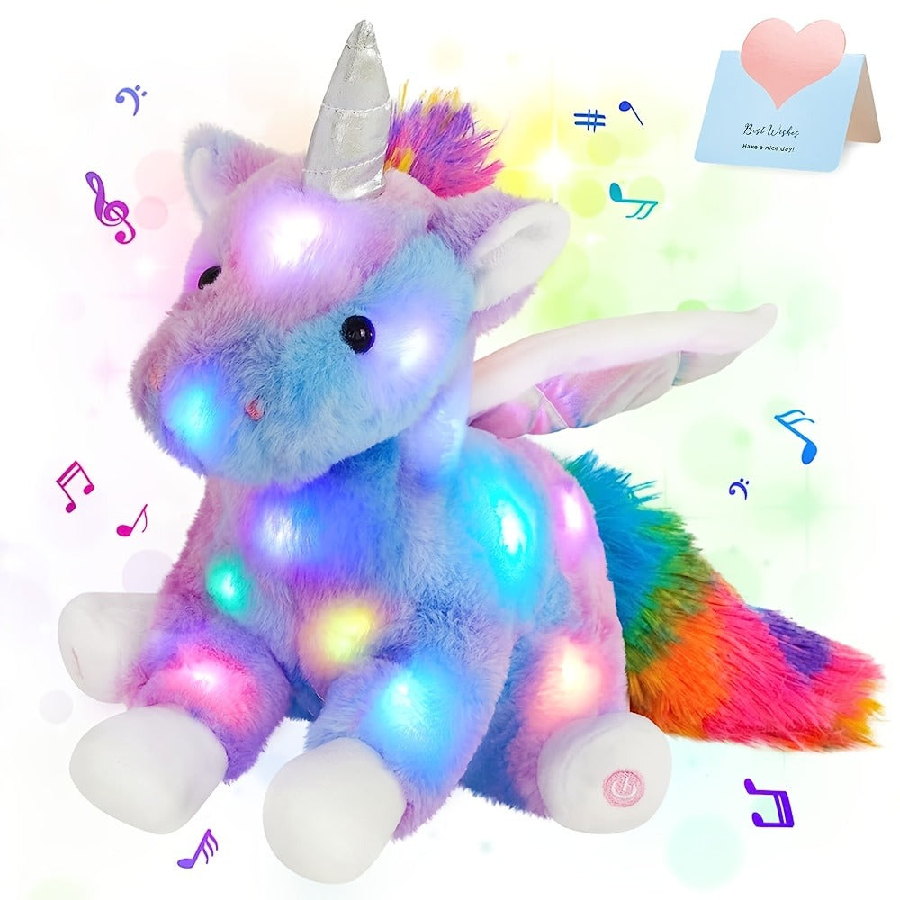Glowing Unicorn Plush Toy with Optional Music in Two Styles