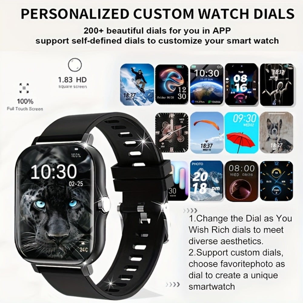 GPS Smartwatch 1.83 Inch Full Touch Screen Fitness Tracker with Calling Navigation Multi-Sport Modes Remote Camera Music Player USB Rechargeable Dual TPU Straps Men Women Android iPhone – Silver Black Pink