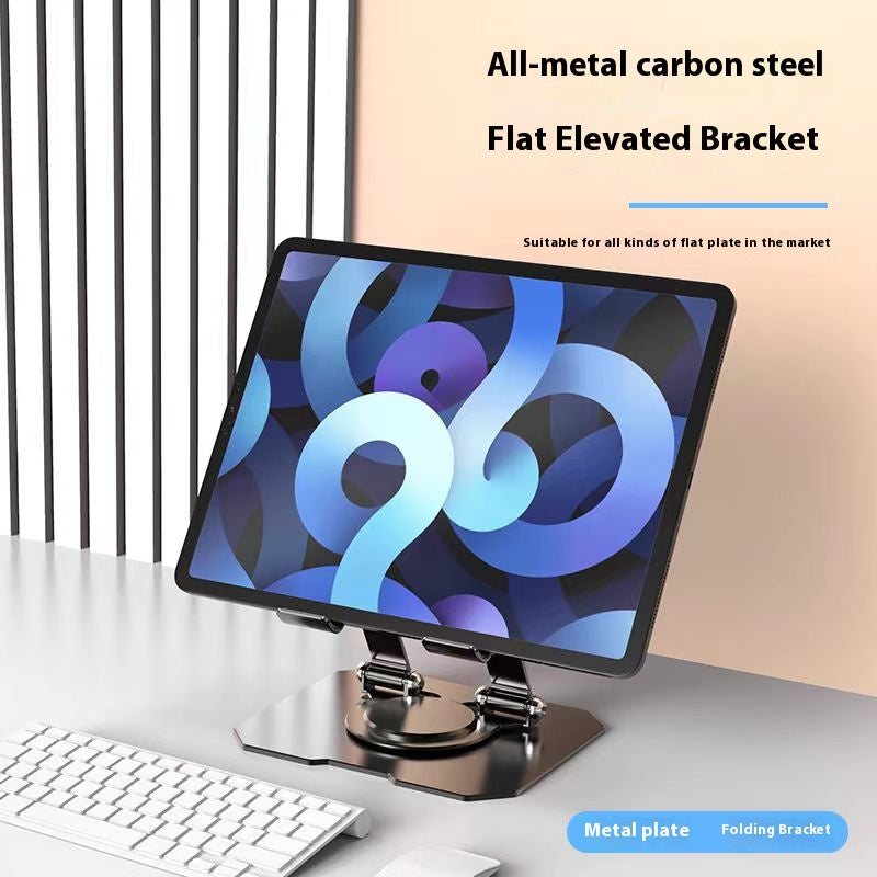 Adjustable Metal Tablet Stand, Rotating Folding Desktop Holder for iPad & Phone, Sturdy Iron Ergonomic Design, Perfect for Digital Art, Note-Taking & Video Calls – Black