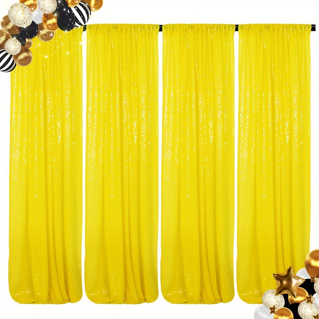 Sequin Backdrop Curtains 2FTx8FT Glitter Photography Background Panels for Party Wedding Birthday Stage Decoration Gold Yellow Shimmer Curtain Set 4 6 10 Panels Available