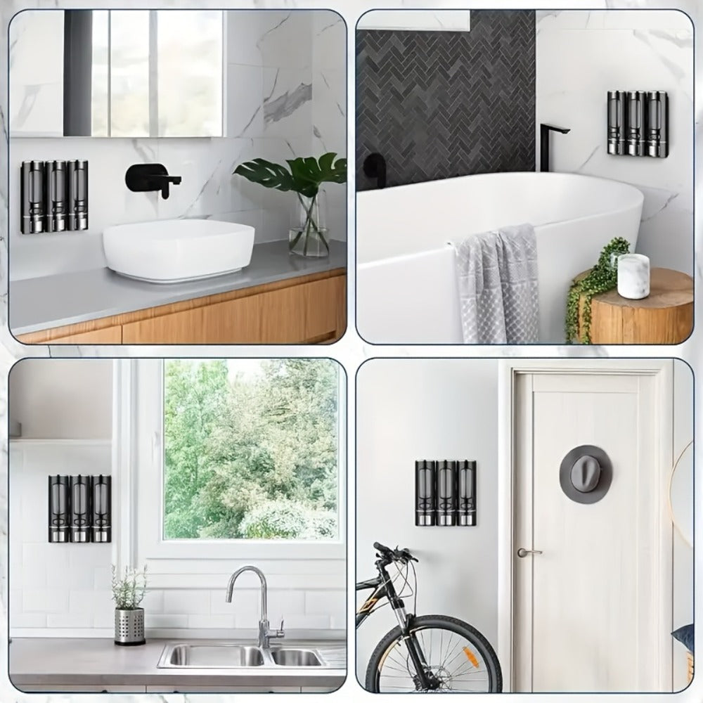 Wall-Mounted Soap Dispenser 53oz Large Capacity – No-Drill Manual Press Pump for Shower Gel Shampoo Lotion Bathroom Kitchen