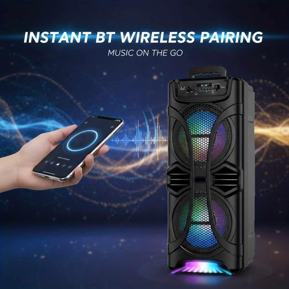 PA Speaker Karaoke Machine 3000W with Dual 6.5" Woofers – Bluetooth Wireless, FM Radio, Party Lights, Wired Microphone Included, Portable Boombox for Parties, Events & Outdoor Use