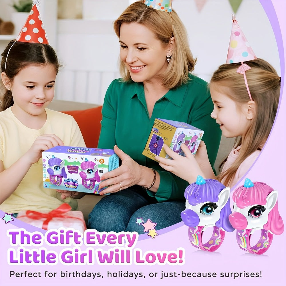 Unicorn Walkie Talkies for Kids 2 Pack, Glow in the Dark, Long Range 2-Way Radio Toy for Boys & Girls Ages 3-12, Outdoor Adventure Camping Hiking, Birthday Christmas Halloween Back to School Gift, Pink & Purple