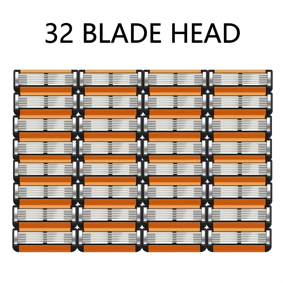 Fusion 5 Compatible Razor Blade Refills 6-Layer Stainless Steel with Free Handle — Men's Replacement Shaving Cartridges for Beard & Face, Manual Razor Heads Bulk Pack 16/24/32 Blades