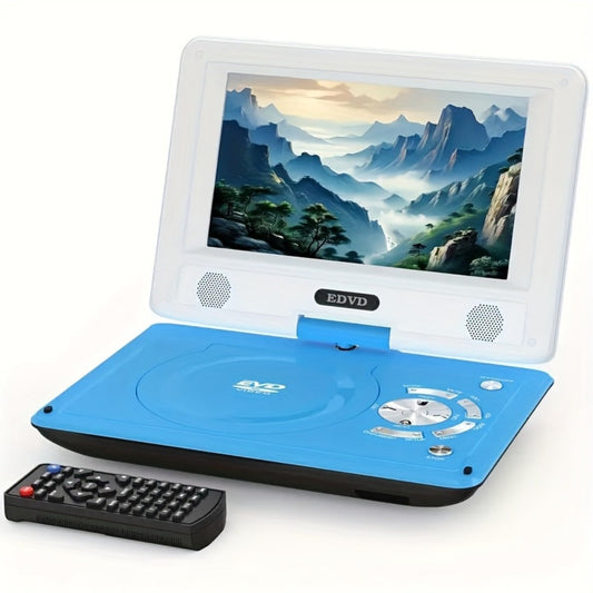 Portable DVD Player 9.5 Inch HD Swivel Screen, 270° Rotation 180° Flip, Dual Speakers, 3.5mm Earphone Jack, No Region Code, Multi-Format Playback, 5-Hour Rechargeable Battery for Car Travel Kids