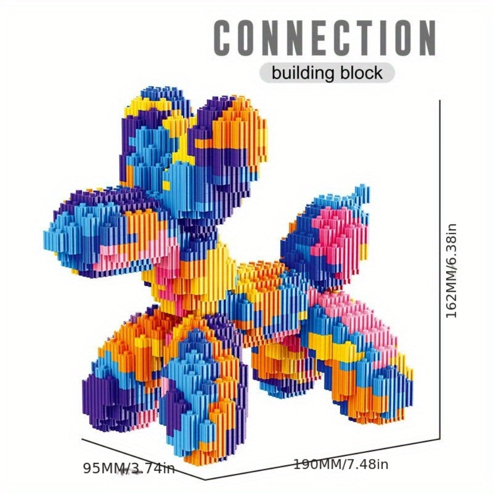 Balloon Dog Building Blocks Set, Pop Art Brick Sculpture Display Model, 5 Color Options