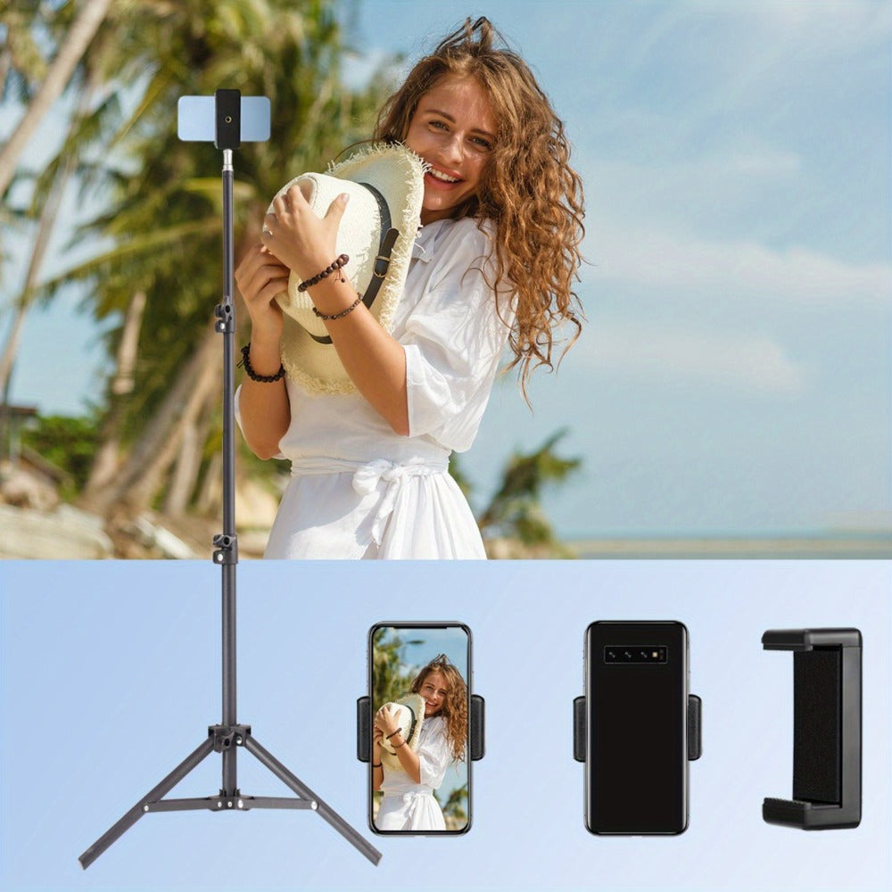 Gooseneck Phone Tripod Stand 63 Inch Flexible with Secure Phone Holder & Retractable Aluminum Base – Portable Adjustable Height for iPhone Android Vlogging Live Streaming Cooking Fitness Video Recording