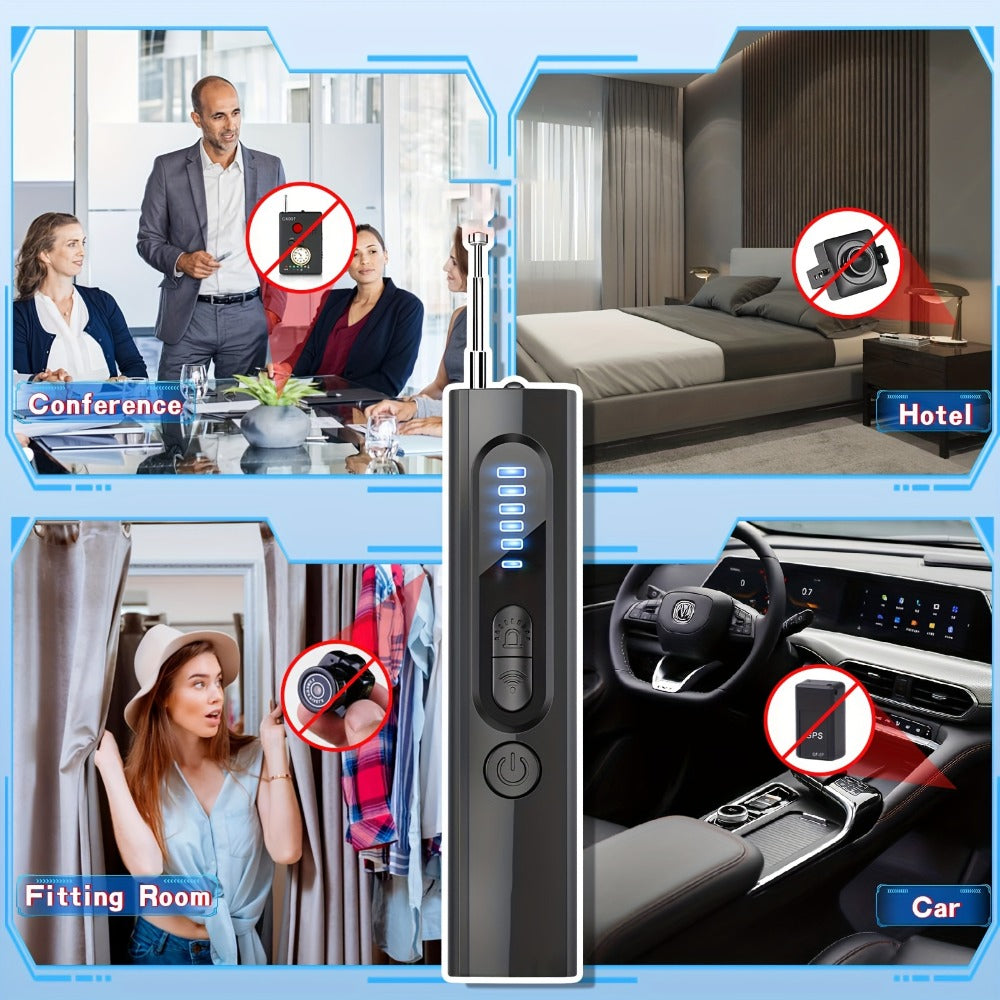 Hidden Camera Detector & Anti-Spy Bug Detector – Portable RF Signal Scanner Finds Wireless Wired GPS Pinhole Infrared Night Vision Cameras, Hotel Travel Privacy Security Device