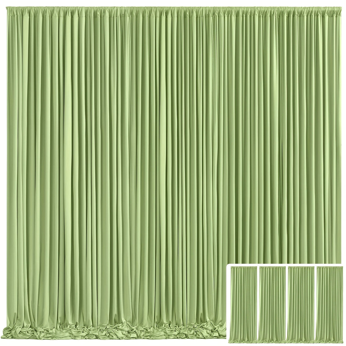 Elegant Fabric Backdrop Curtains 4pcs with Poles 59x85in Non-Transparent Wrinkle-Free Party Photo Backdrop for Wedding Birthday Bridal Shower Graduation Prom Christening Holiday Decor