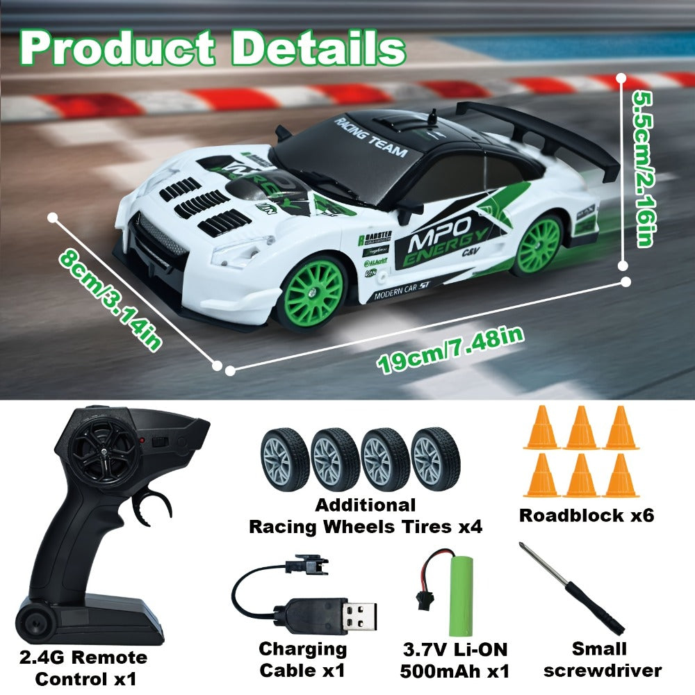 RC Drift Car 1:24 Scale 4WD Remote Control Sports Car, 2.4GHz Indoor Drift Racer, Red