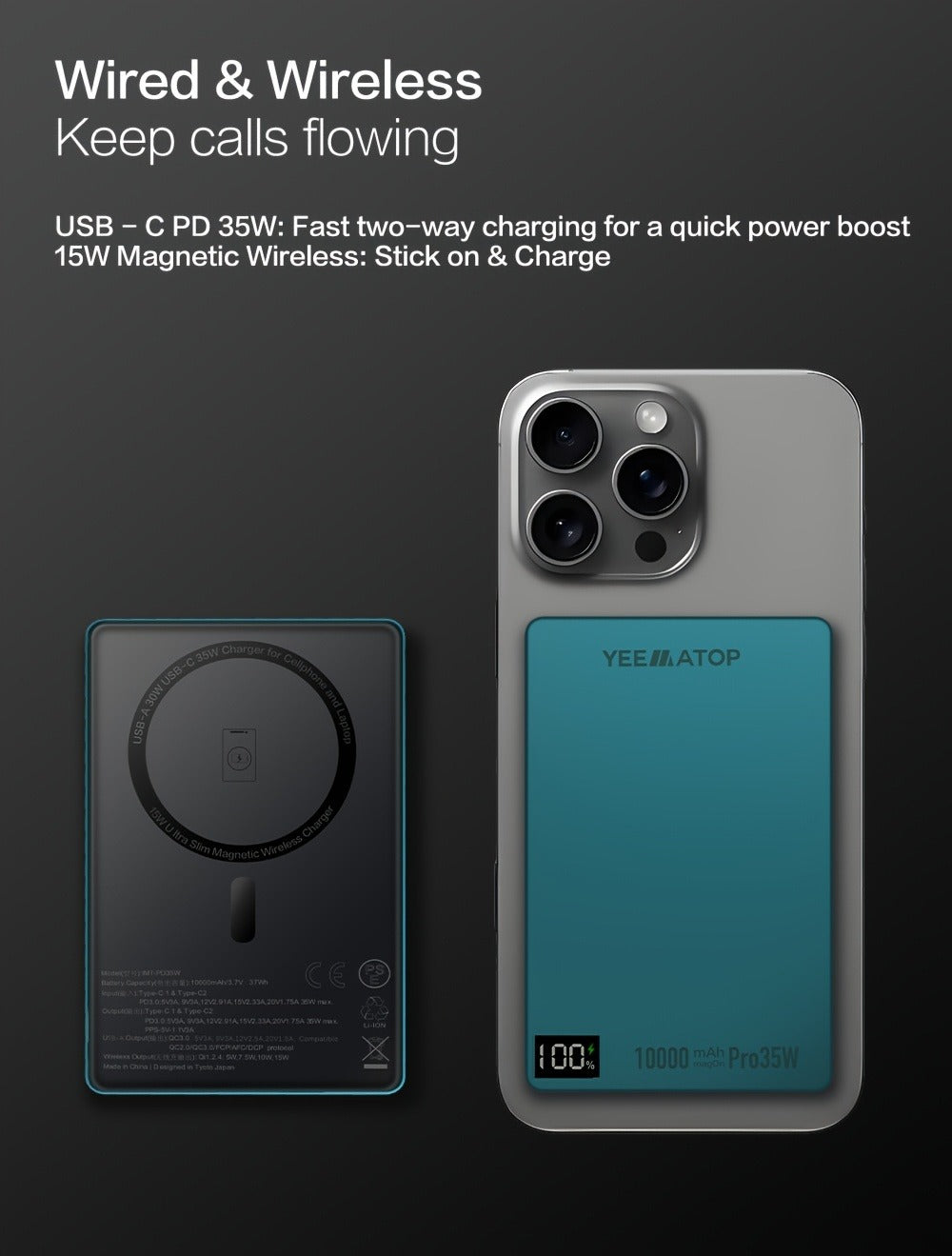 35W USB-C PD Magnetic Power Bank 10000mAh MagSafe Compatible, 30W QC 3.0 Wireless Fast Charging Portable Charger with PPS Support for iPhone 17 16 15 14 13 12 Android Samsung Galaxy