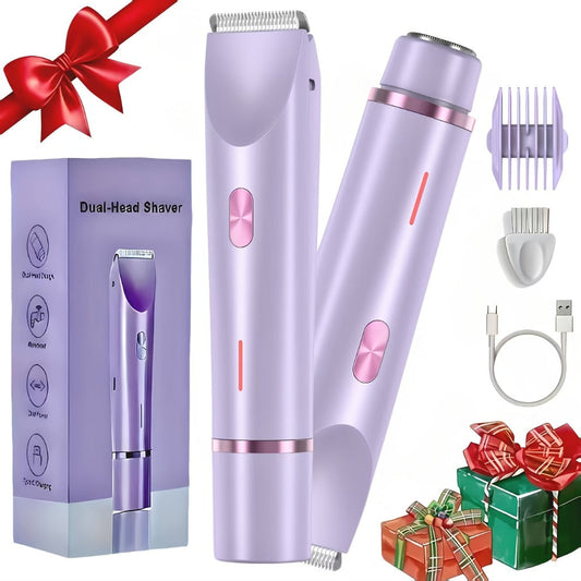 Women's Electric Body Shaver Painless Hair Removal — 2-in-1 Lady Razor for Face Nose Bikini Legs Underarms, Wet Dry Use, IPX6 Waterproof, USB Rechargeable, Portable Travel Shaver