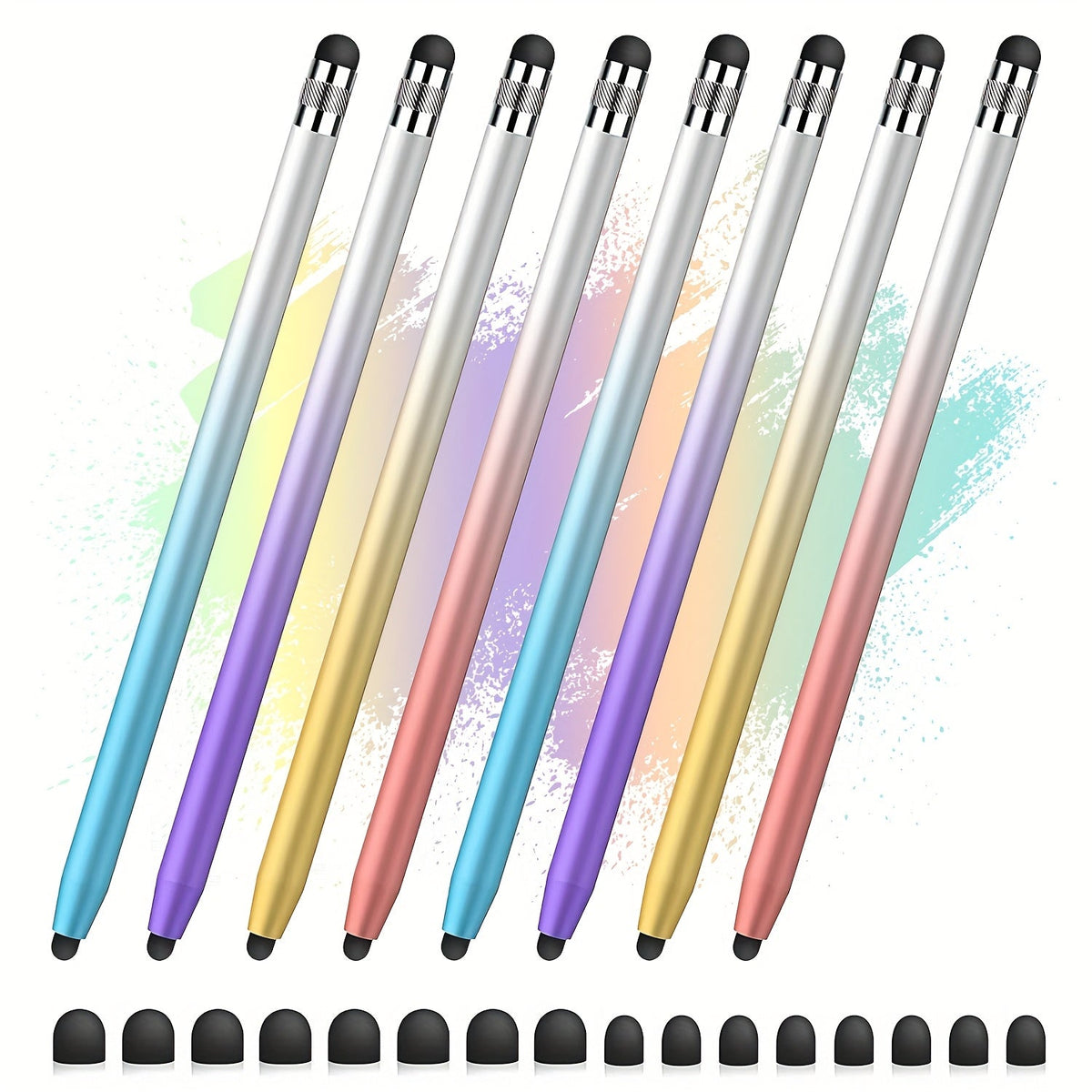 Stylus Pen 10 Pack Universal 2-in-1 Touch Screen Pen Compatible with iPad iPhone Android Samsung Galaxy Tablets Laptops Chromebooks Includes 20 Replacement Tips Back to School Gift for Students – Multicolor