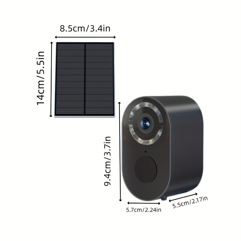 2K Solar Security Camera Outdoor Waterproof with Human Figure Alarm, Color Night Vision, 2-Way Audio, Low-Power WiFi Monitoring – Indoor Outdoor Pet Baby Surveillance Camera, 2.4G Wi-Fi