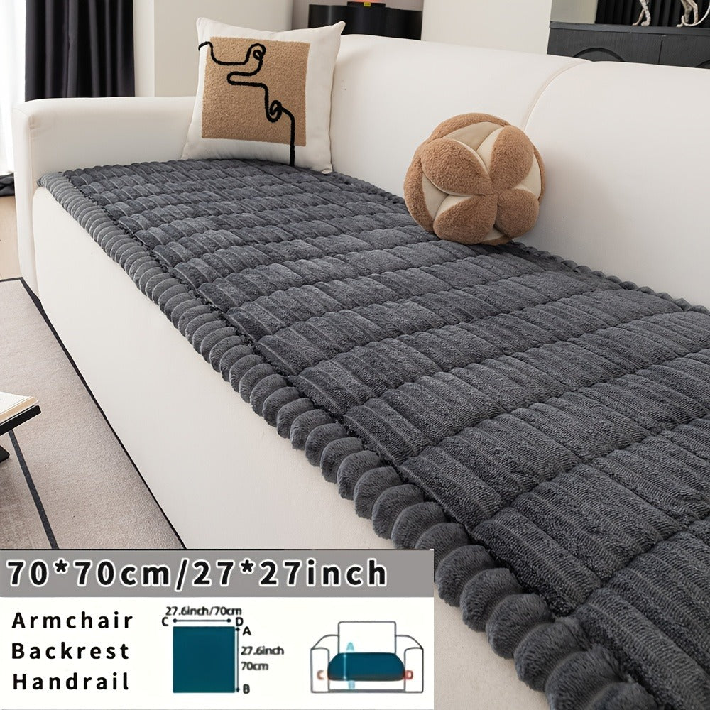 Sofa Cushion Cover Plush Velvet Washable Seat Pad Wavy Edge Soft Kapok Filling for Couch Loveseat 1 2 3 4 Seater — Easy Install Home Decor Protection