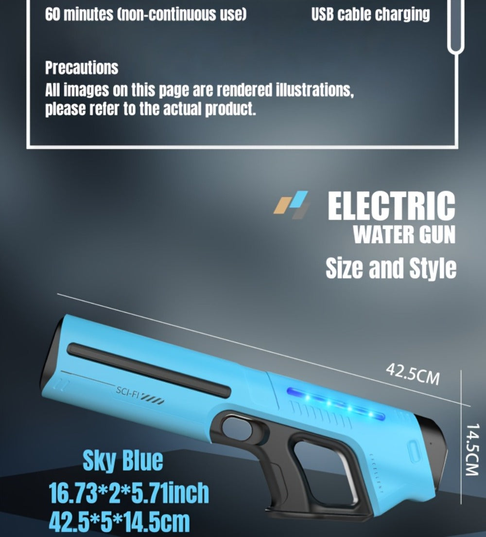 Electric Water Gun with Auto-Fill, LED Lights & 40-Foot Range – USB Rechargeable Large Capacity Soaker Blaster for Kids & Adults, Pool Beach Backyard Outdoor Summer Toy, Gift Box