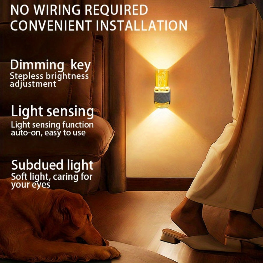 LED Plug-In Night Light with Dimmable 3000K Warm Light & Auto Sensor, 2 Pack for Hallway Bedroom