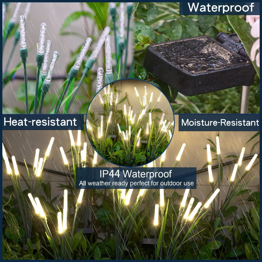 Solar Bubble Pathway Lights Outdoor 4 Pack – IP44 Waterproof Acrylic Reed Stake Lights Auto On/Off Dusk to Dawn | Warm White Solar Powered LED for Garden, Yard, Driveway, Walkway & Patio Decor