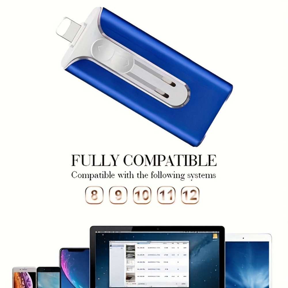 OTG USB 3.0 Flash Drive 4-in-1 for iPhone iPad Android Mac PC – Lightning Type-C Micro USB Connector Thumb Drive 64GB 128GB 256GB Memory Stick Photo Backup Storage