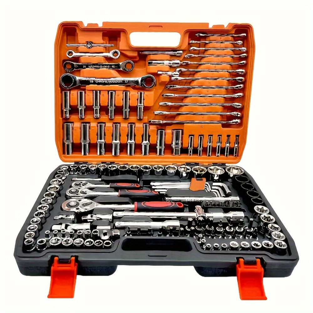 Premium Stainless Steel Repair Tool Kit 55/82/94/121PCS – Complete Automotive & Home Repair Set | Multi-Function Hand Tools | No Charging Required | Easy to Use | Perfect Gift for Men