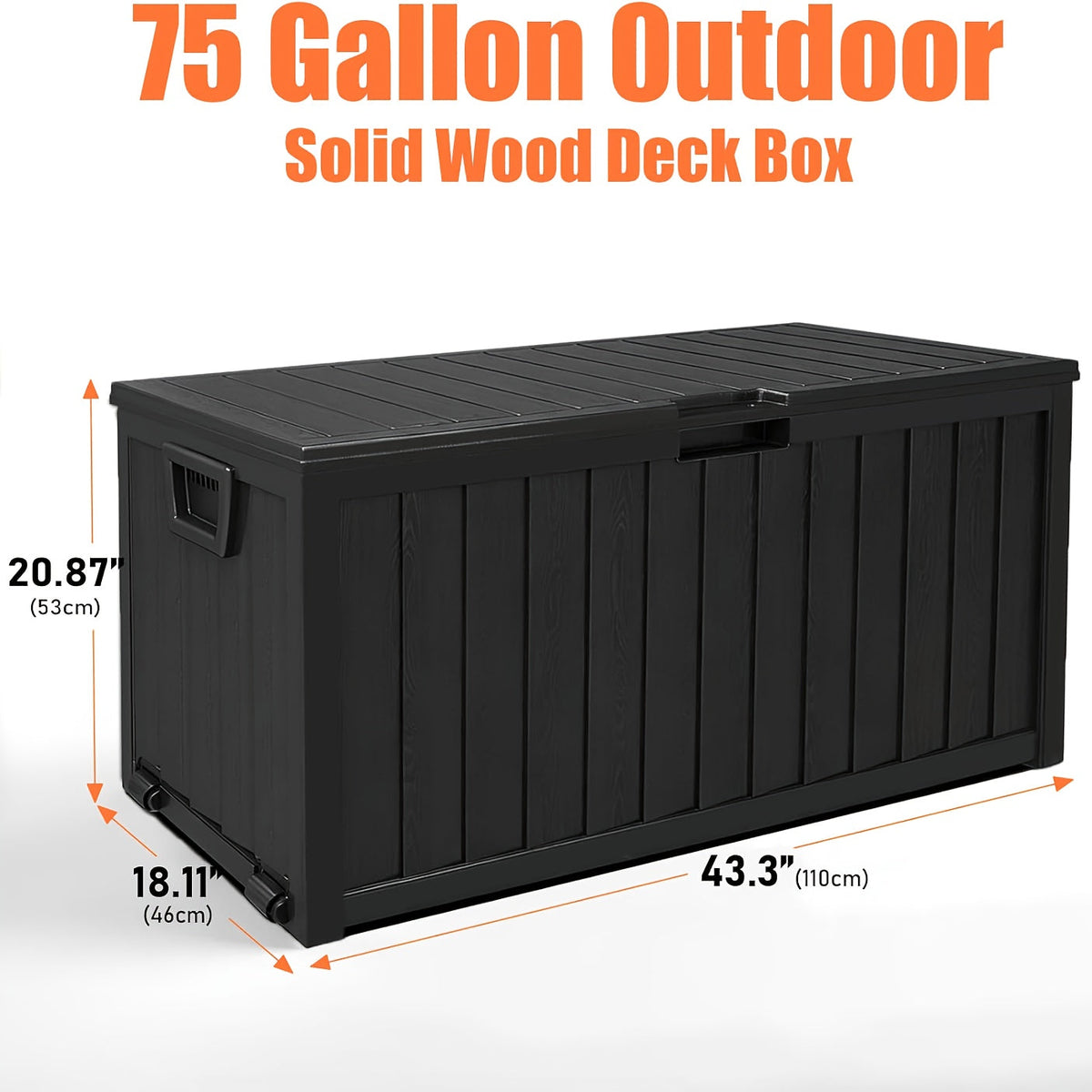 75 Gallon Outdoor Storage Box Waterproof Deck Box with Handles & Wheels – Large Patio Storage Cabinet for Pool Accessories, Garden Tools & Outdoor Furniture | Easy Assembly Lockable Deck Storage Chest