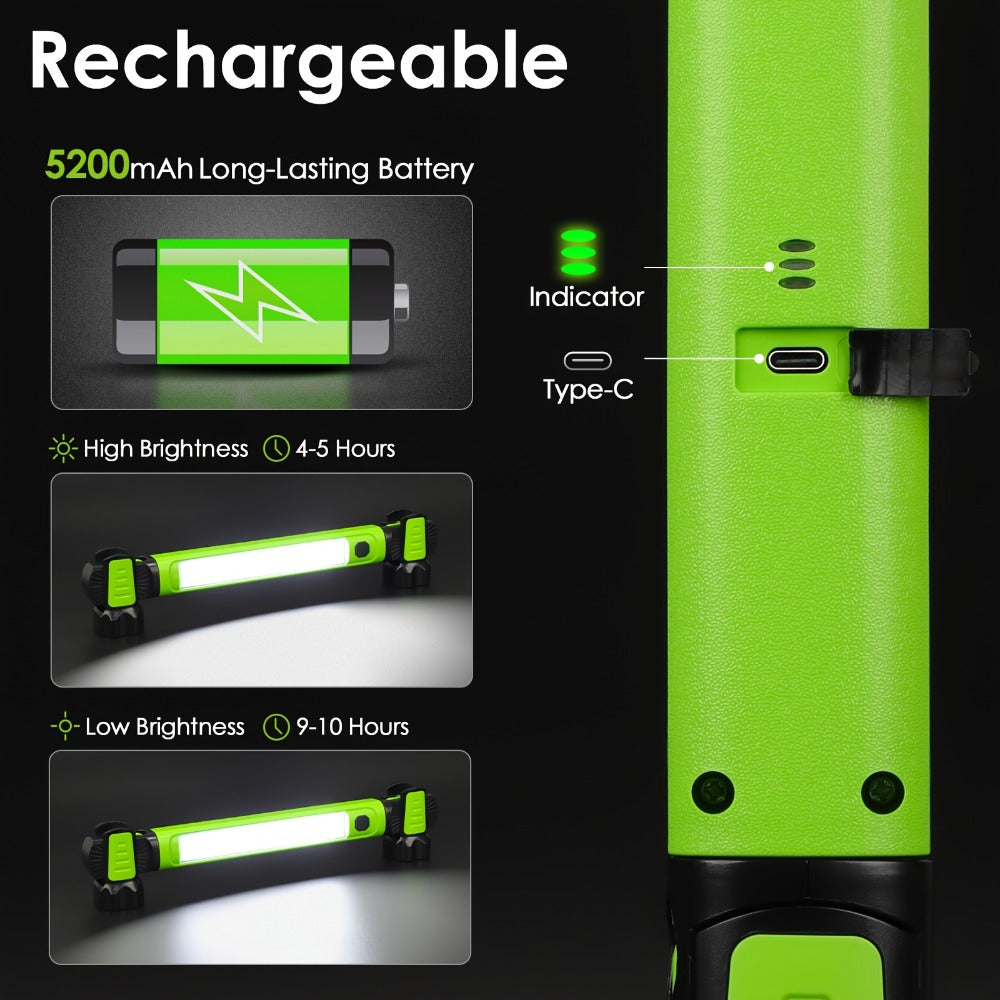 LED Work Light 2500LM Rechargeable Magnetic Underhood Inspection Light with 5200mAh Battery & Hooks – Cordless Portable Work Lamp for Mechanics, Car Garage, Workshop & Emergency Use