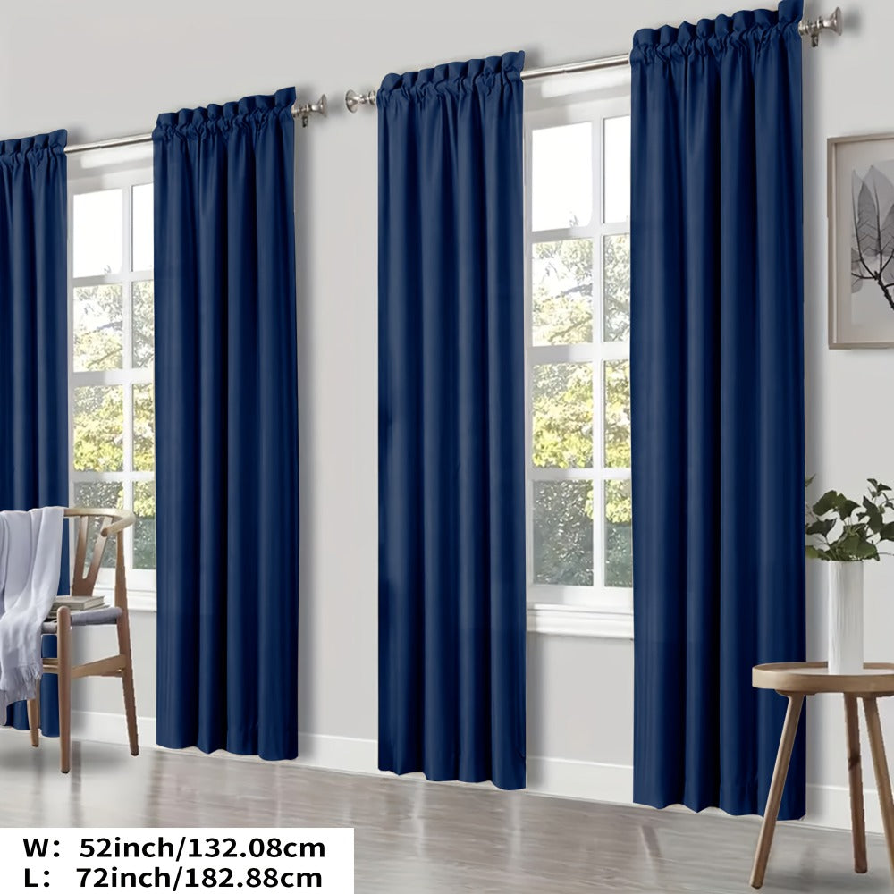 Blackout Curtains 4 Panels Thermal Insulated Room Darkening Drapes – Rod Pocket, Energy Saving, Solid Color for Bedroom & Living Room, 7 Colors & Multiple Sizes