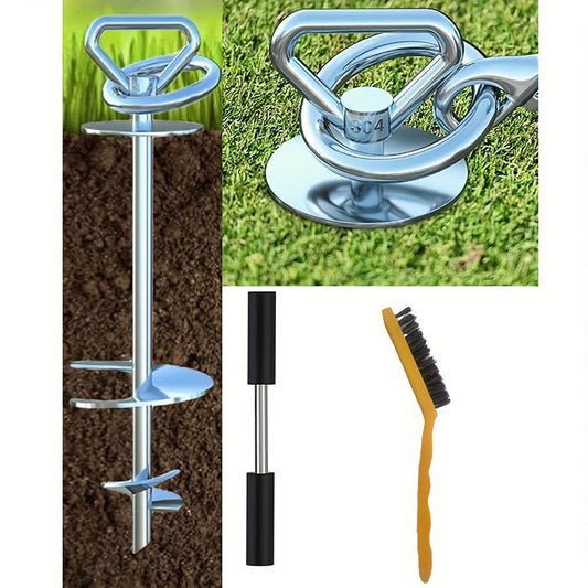 Dog Tie-Out Stake, 304 Stainless Steel Spiral Anchor with 360° Swivel, 1 or 2 Sets