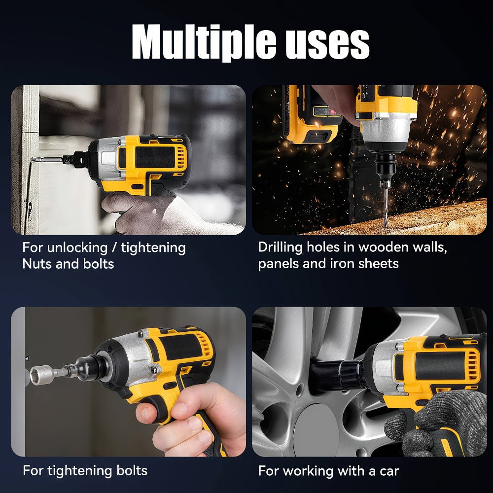 Cordless Impact Wrench 1/2 Inch Brushless – 450N.m 259Ft-lbs High Torque Impact Gun, 3300RPM Variable Speed, 12 Sockets, Fast Charger & Dual Battery Options for Auto Repair & Home Use