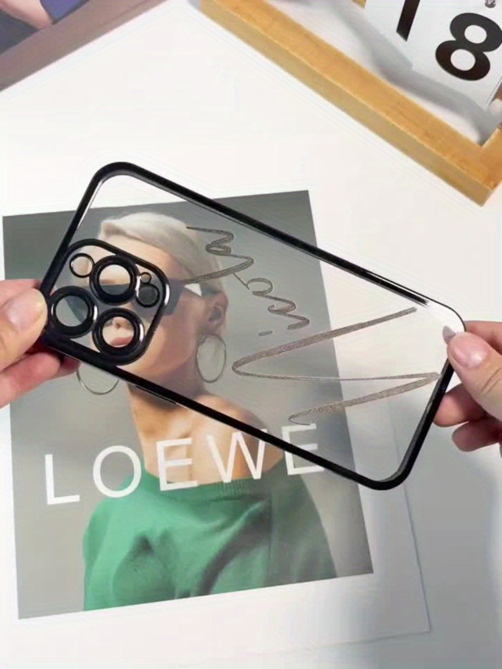 Custom Name Calligraphy Phone Case Personalized Transparent DIY Gift for iPhone 17 16 15 14 13 12 11 Pro Max Plus Air & Samsung Galaxy S25 S24 S23 S22 Ultra Plus