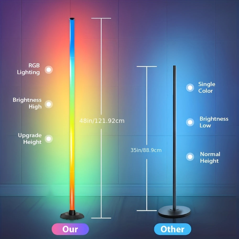 Smart RGB Corner Floor Lamp RGBICB 172 LEDs 1000lm - APP & Remote Control 16 Million Colors 64+ Music Sync Modes USB Powered Standing Lamp for Bedroom Gaming Room Living Room Home Decor