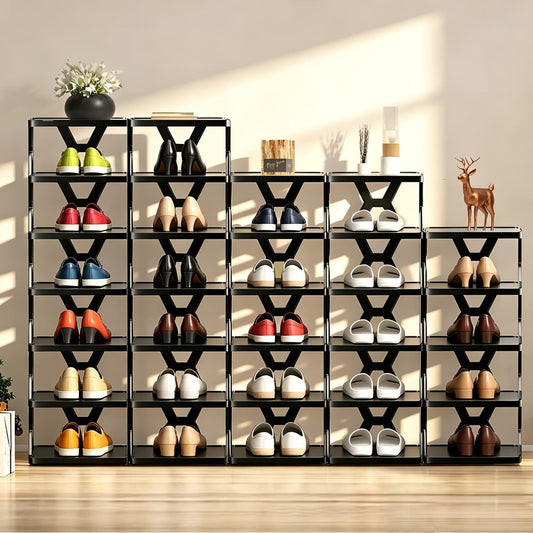 Folding Shoe Rack with 6 or 9 Tiers for Entryway, Bedroom and Dorm Storage